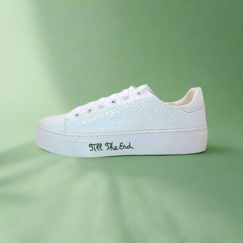 Michaela V Amare white leather slip-on sneakers - side profile