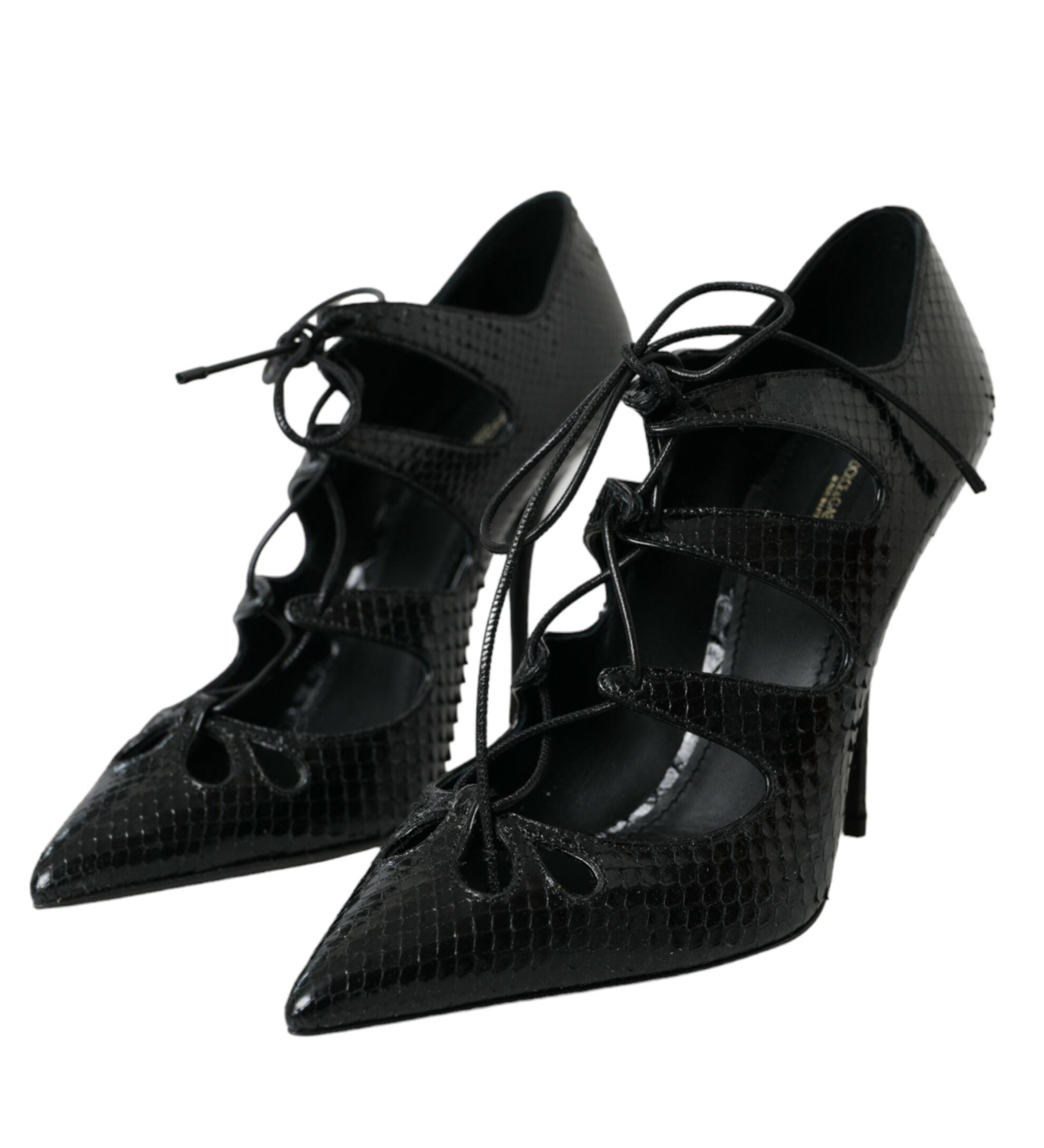Dolce & Gabbana Black Python Leather Mary Jane Pumps Shoes