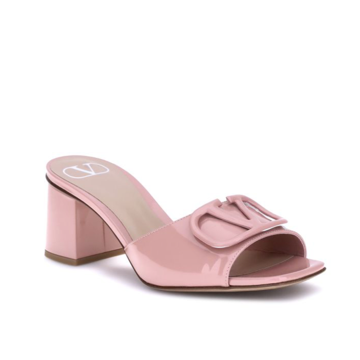 Valentino Garavani Vlogo Pink Patent slide Sandals