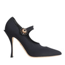 Dolce & Gabbana Chic Black Mary Jane Sock Pumps with Crystals