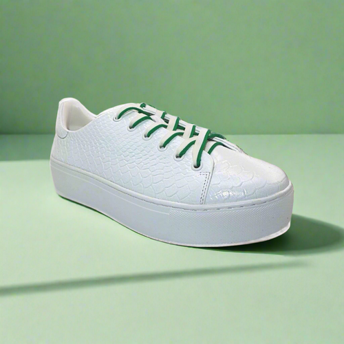 Michaela V Amare white Italian leather women's sneakers - front view