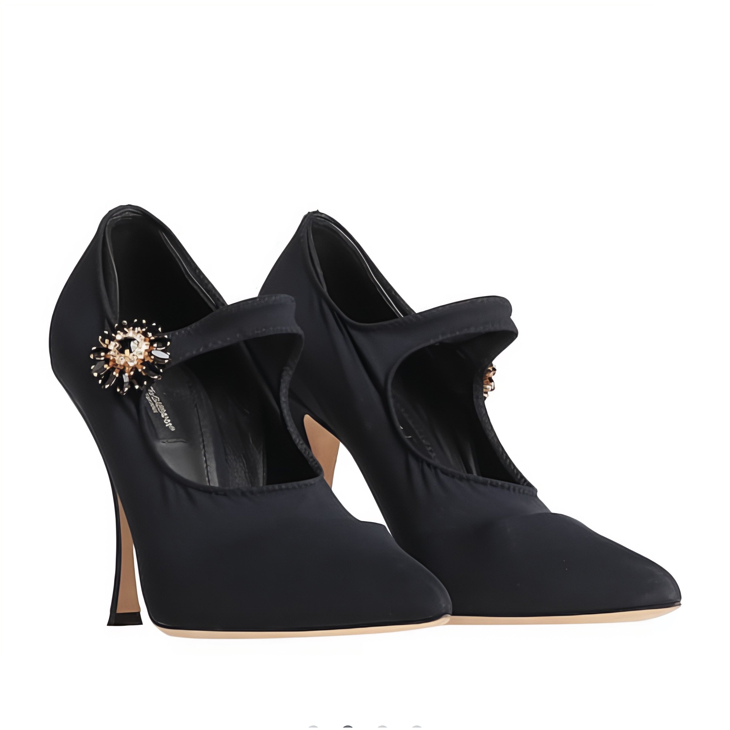Dolce & Gabbana Black Mary Jane Sock Pumps with Crystal Detail