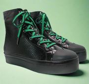 Michaela V Lucra black sneakers - back view showing elastic panels