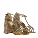 Miu Miu Gold Rhinestone Sandals RUNWAY