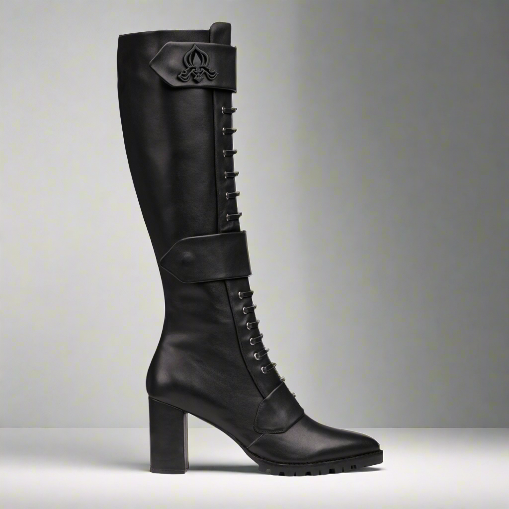 Michaela V Aspen Marta black knee-high boots - top down view