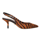 Dolce & Gabbana Black Orange Zebra Leather Slingbacks Shoes
