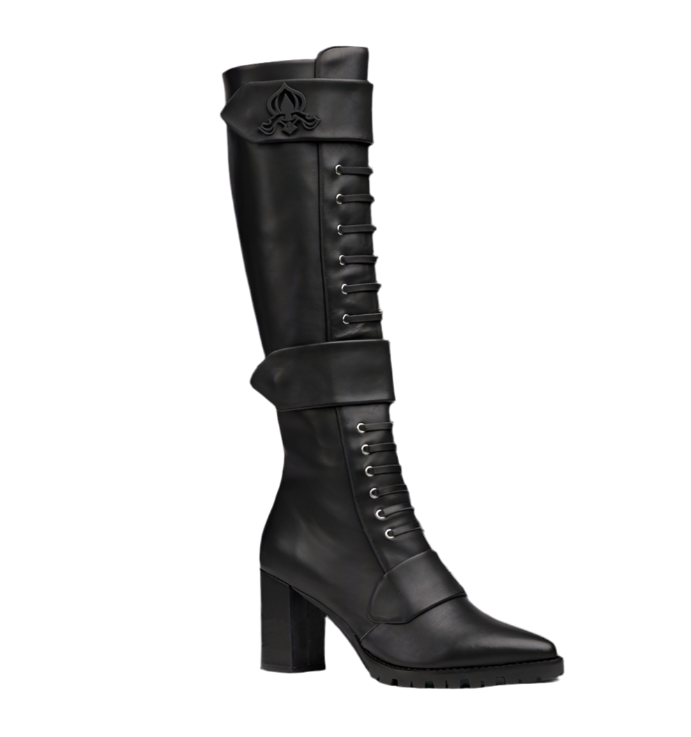 Michaela V Aspen Marta black Italian leather boots - pair flat lay