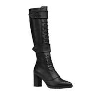 Michaela V Aspen Marta black Italian leather boots - pair flat lay