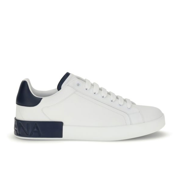 Dolce & Gabbana White Portofino Men's Sneakers with Navy Detail