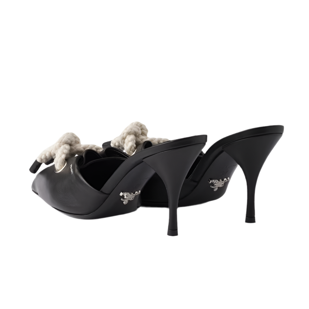 Prada Black Nappa Leather Rope Detail  Sandals