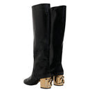 Dolce & Gabbana Black Patent Leather Vally High Boots