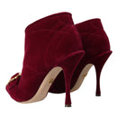 Dolce & Gabbana Dark Red Velvet Devotion Buckle Boots