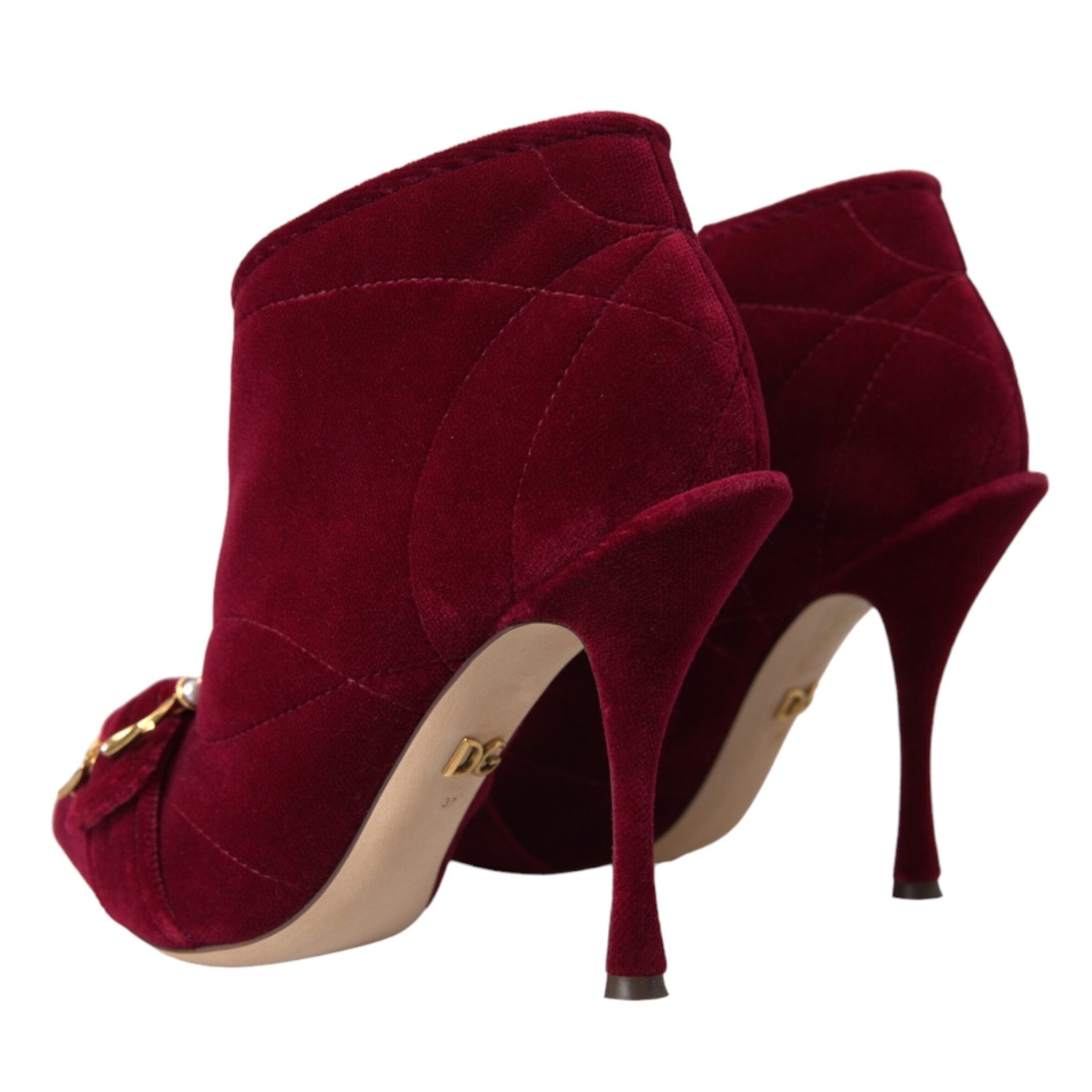 Dolce & Gabbana Dark Red Velvet Devotion Buckle Boots
