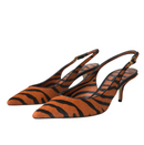 Dolce & Gabbana Black Orange Zebra Leather Slingbacks Shoes