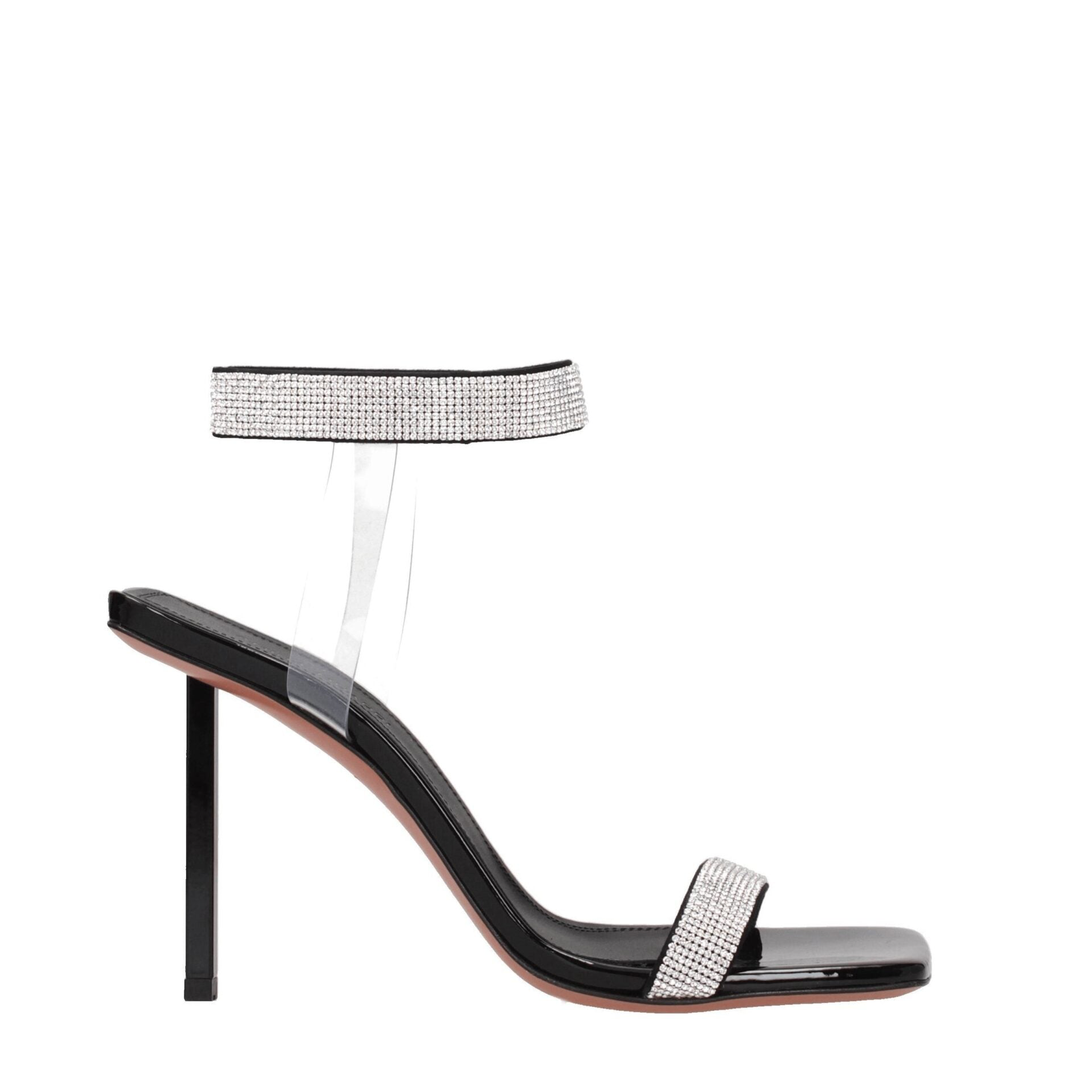 Amina Muaddi Black Crystals Sandal