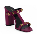 Versace Elegant Purple Calf Leather High Sandals