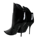 Dolce & Gabbana Black Patent Leather Pointed Ankle Boots Shoes
