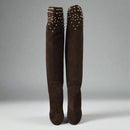 Dolce & Gabbana Studded Suede Knee High Boots in Brown