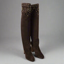 Dolce & Gabbana Studded Suede Knee High Boots in Brown