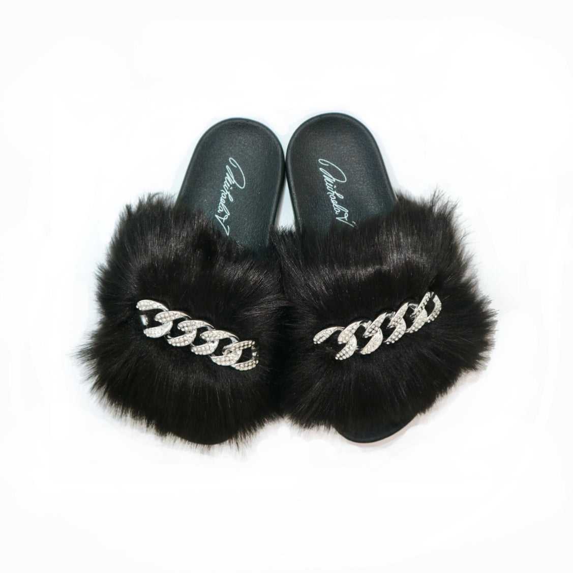 Michaela V Pupa black slip-on slippers - side profile
