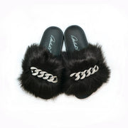 Michaela V Pupa black slip-on slippers - side profile