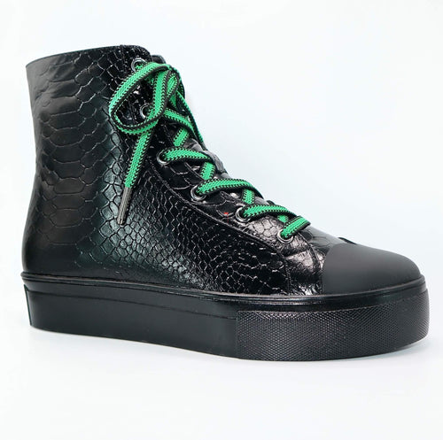 Michaela V Lucra black Italian leather women's sneakers - front view