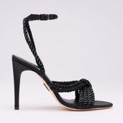 Michaela V Selene Black Satin Heels