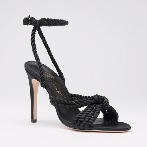 Michaela V Selene Black Satin Heels