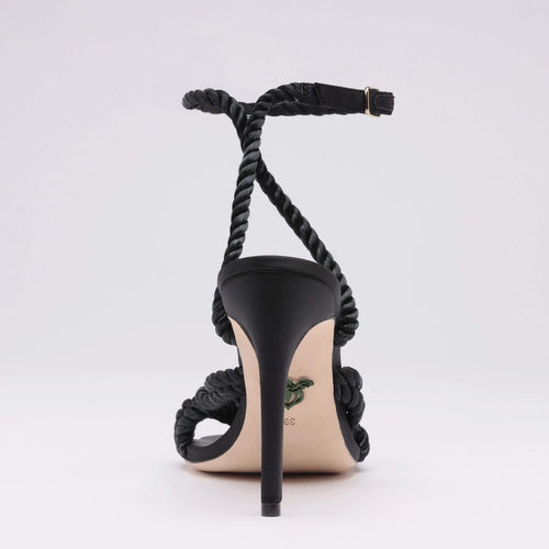 Michaela V Selene Black Satin Heels