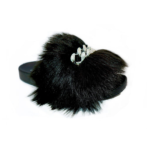 Michaela V Pupa black slippers - front view