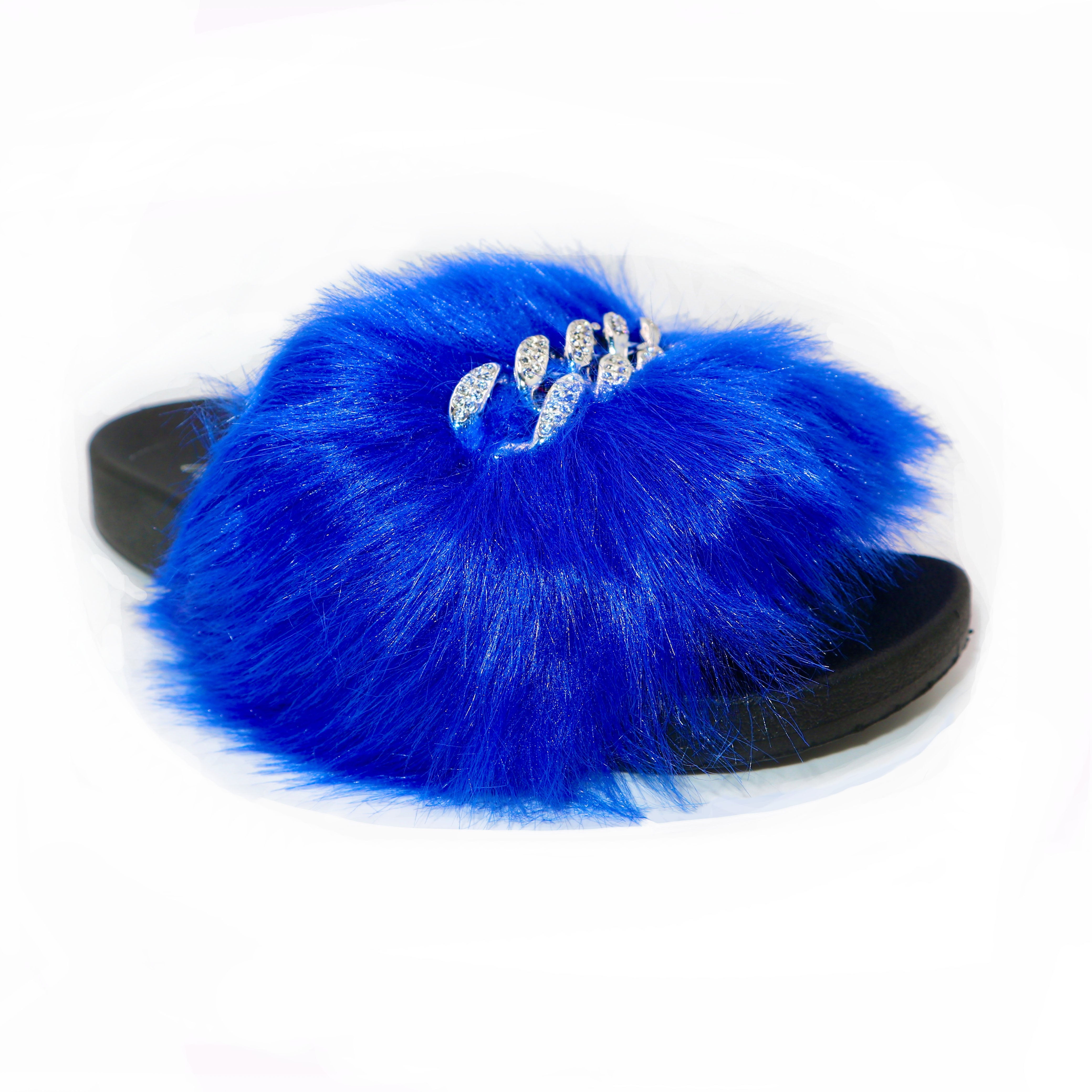 Pupa Blue furry Slippers for Ladies at Michaela V