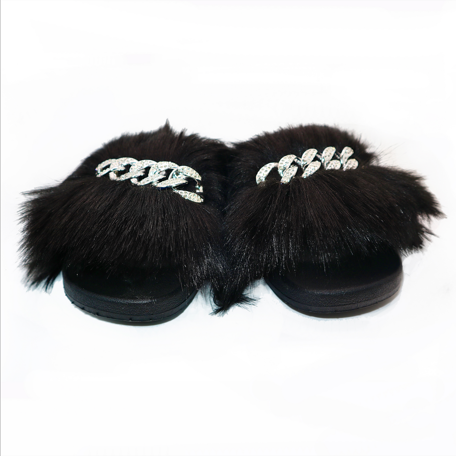 Michaela V Pupa black flat slippers - top down view