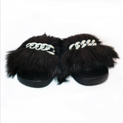 Michaela V Pupa black flat slippers - top down view