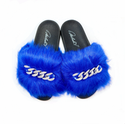 Michaela V Pupa blue slip-on slippers - side profile
