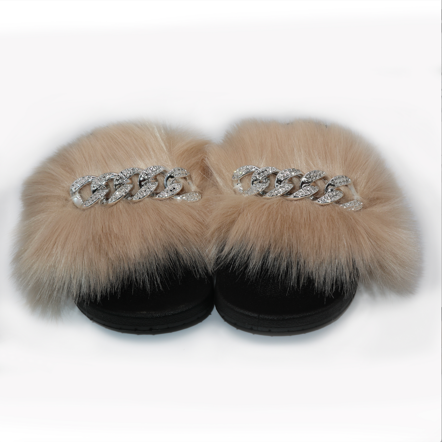 Michaela V Pupa tan flat slippers - top down view