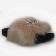 Michaela V Pupa tan slippers - pair flat lay